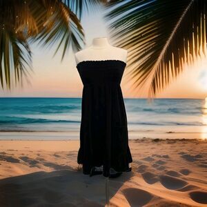 Vtg Juicy Couture Terrycloth Dress Pocket Women's Large L Black Made In USA Y2K